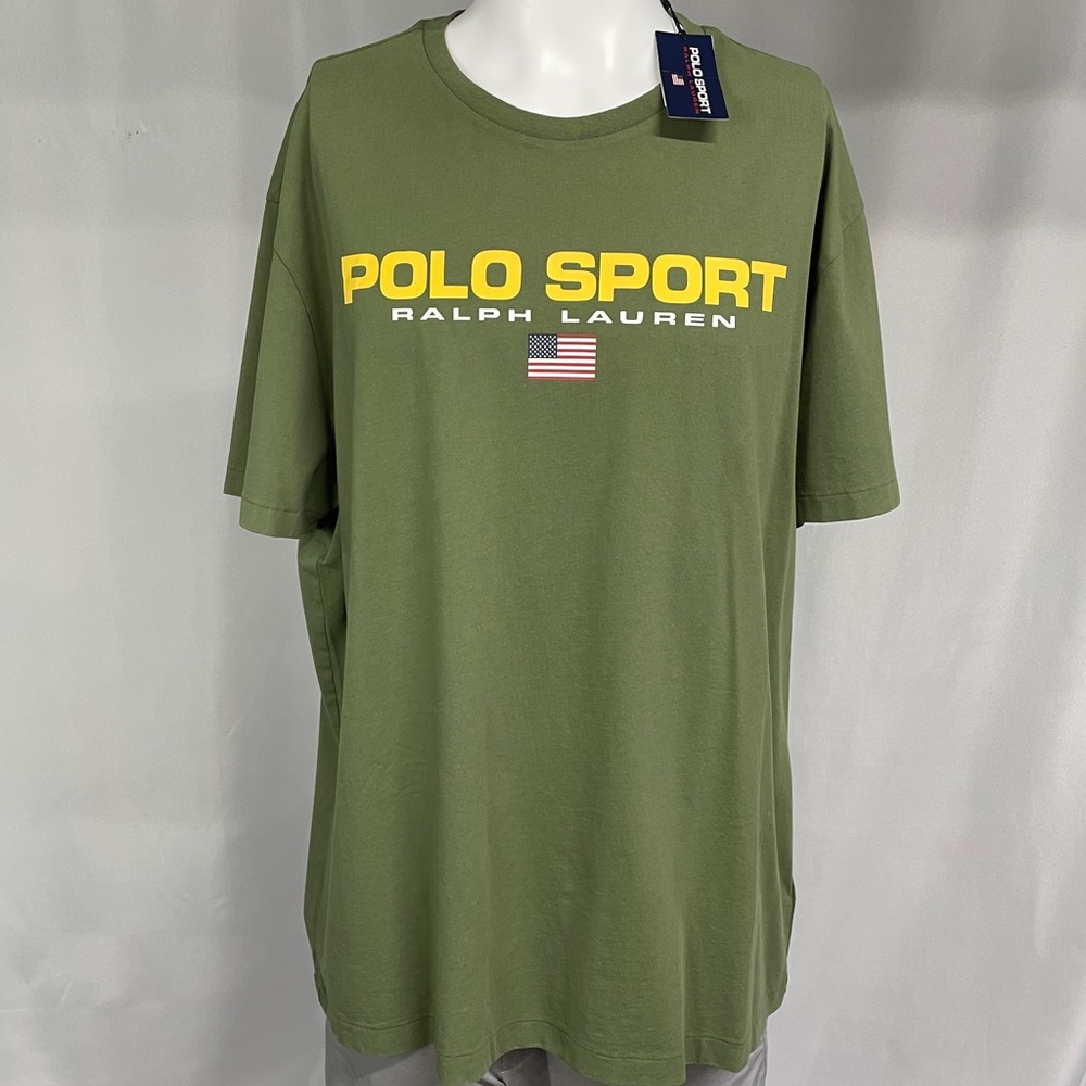NWT XL Polo Ralph Lauren Crewneck Graphic T-shirt Polo Sport Olive Green - Picture 2 of 6